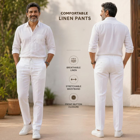 Luxury Summer Linen Pant (White)