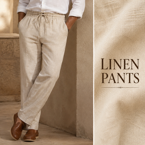Spring Summer Everyday Linen Pants for Men (Set of 2)