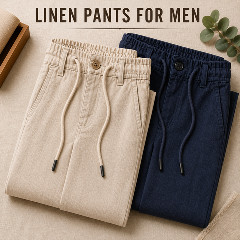 Spring Summer Everyday Linen Pants for Men (Set of 2)