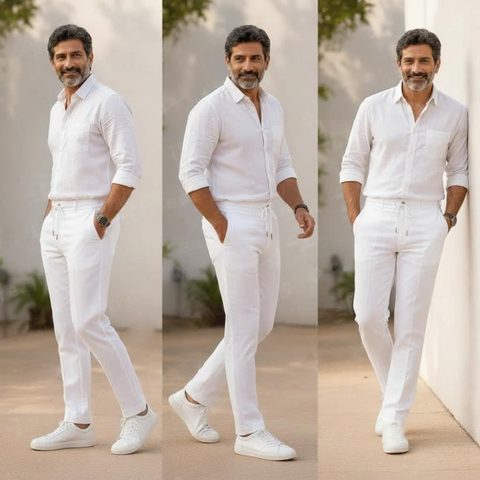 Luxury Summer Linen Pant (White)
