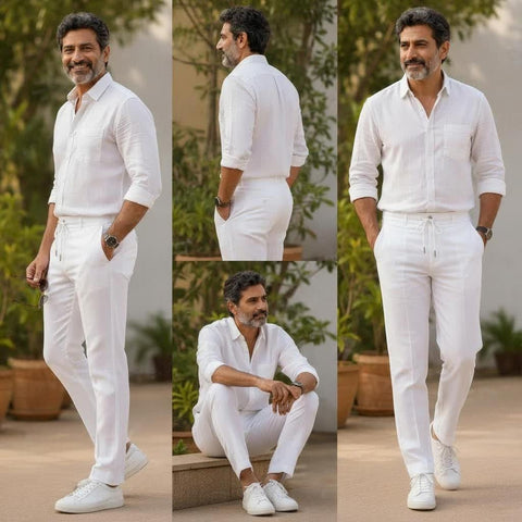 Luxury Summer Linen Pant (White)